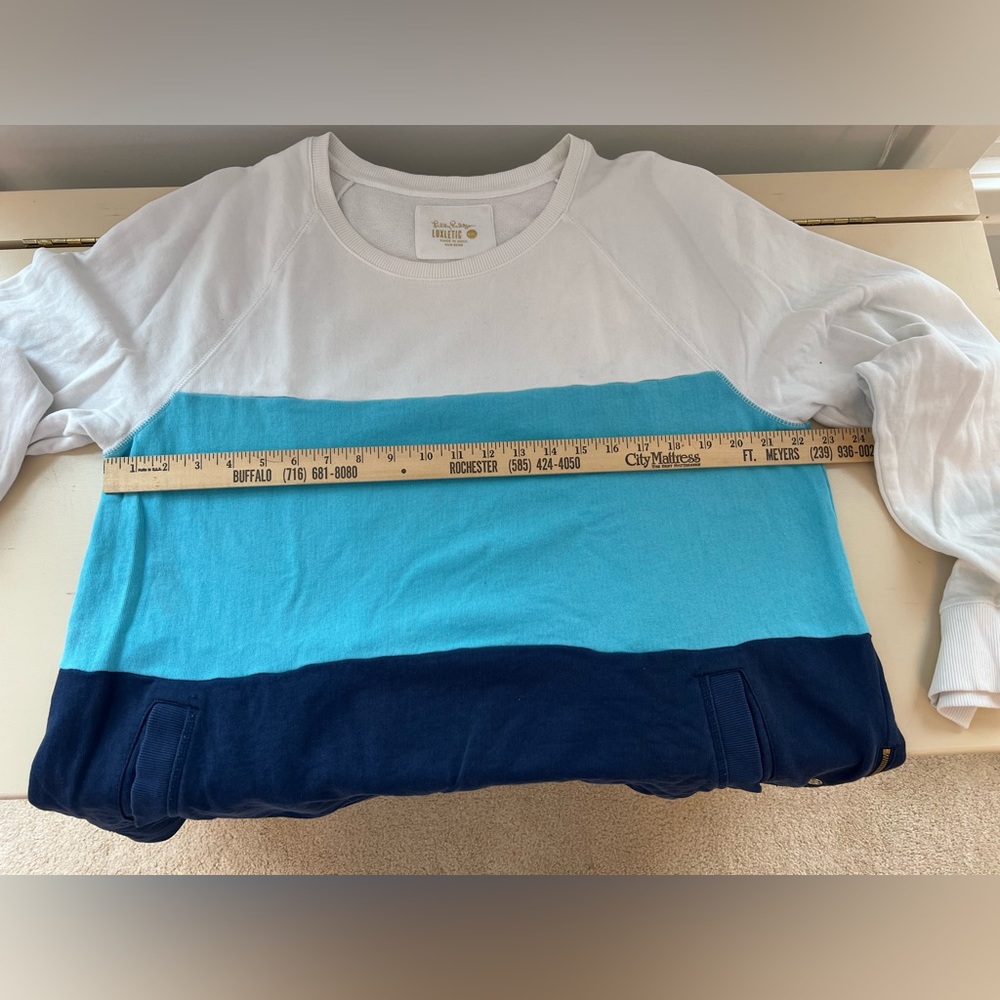 Lilly Pulitzer White and Blue Colorblock Sweatshirt